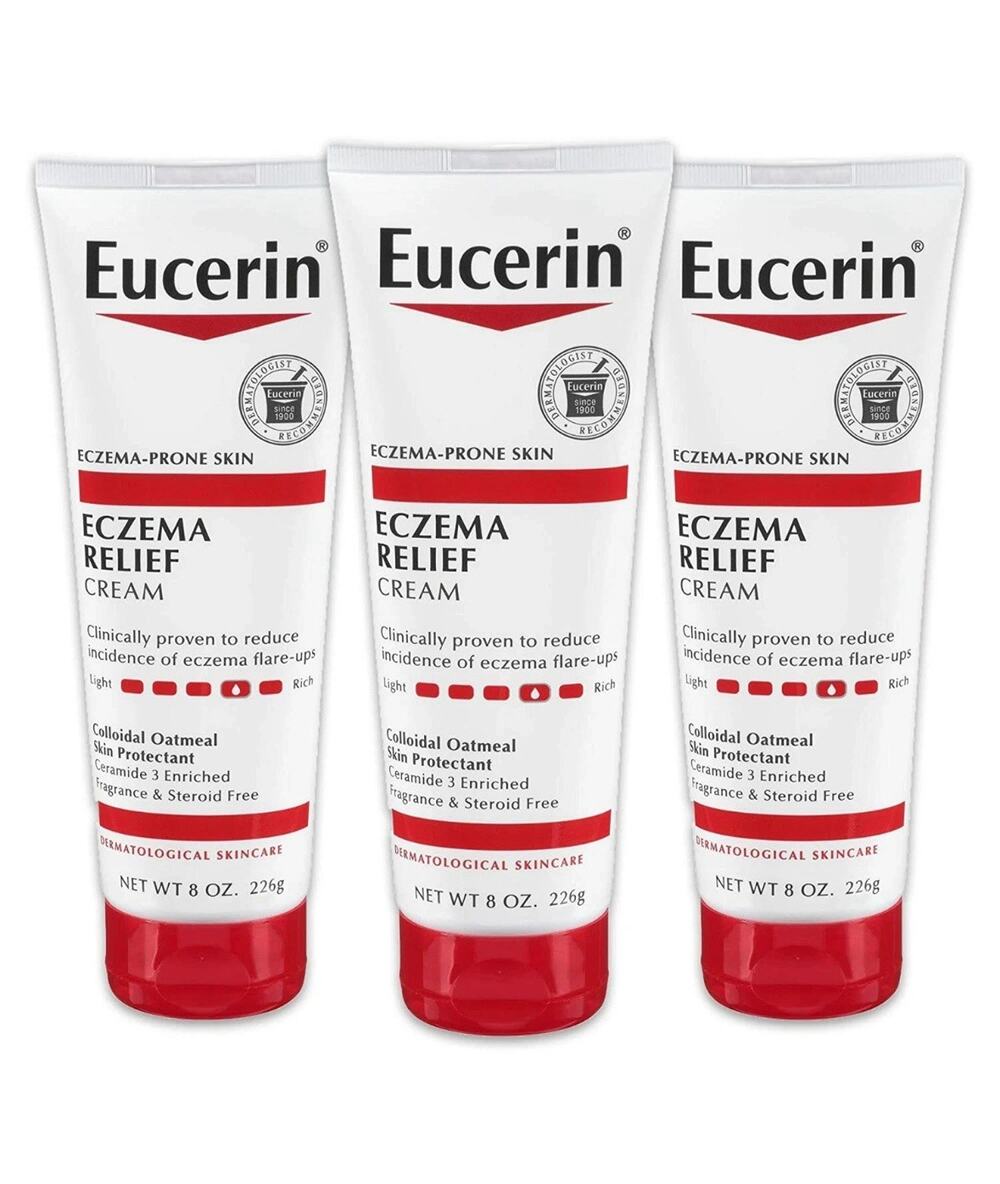 Eucerin Eczema Relief Cream Full Body Lotion for Eczema-Prone Skin 8oz Tube X3